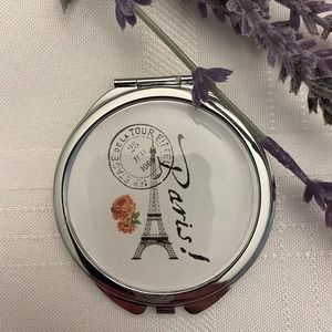 Compact Mirror Paris Eiffel Tower w/ Postmark